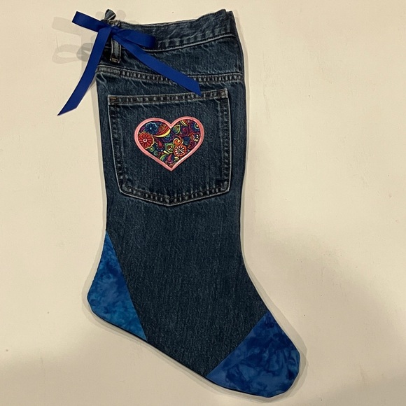 Hand Crafted Other - Blue Denim Jeans with Heart Patch